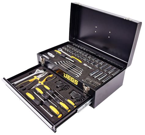 jegs 85320 124-piece mechanic's tool box set black powdercoated steel|JEGS 85320 124.